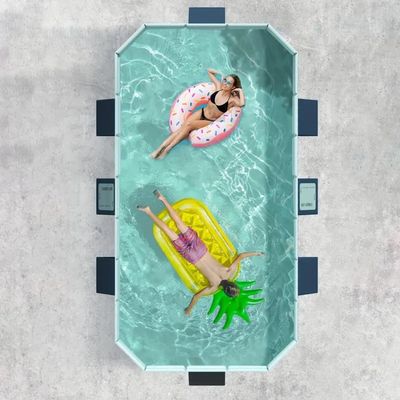 2.6m PVC Folding Pool (Not Inflatable) Bathes and Cools in Summer - PVC Blue - Strong and Great for Front and Rear Garden Yards - Outdoor Patio Beach Garden - Summer Refreshment