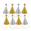 Abaodam 8pcs Birthday Party Cone Hats with Gold Silver Glitter Pom Poms Mini Celebration Headwear for Boy Girl and Photo Props for Festive Events view 1