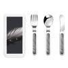 3-Piece Kids Silverware Set, Stainless Steel Reusable Children Safe Knife Spoon Fork Set With Storage Case Black Feather Children Flatware Set For Kids Lunch Box view 1