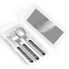 3-Piece Kids Silverware Set, Stainless Steel Reusable Children Safe Knife Spoon Fork Set With Storage Case Black Feather Children Flatware Set For Kids Lunch Box view 4