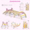 HONEY JOY Pikler Triangle Set, 9 in 1 Foldable Wooden Triangle Climber w/Arch, Ramp, Climbing Rope & Ladder, Baby Indoor Playground Jungle Gym, Montessori Climbing Toy for Toddlers (Purple) view 3