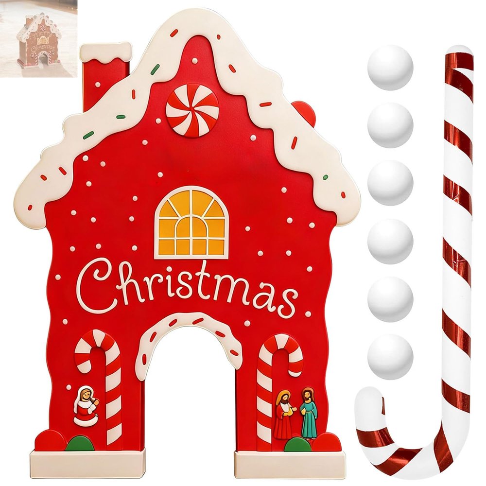 2026 New Gingerbread House Golf,Christmas Gingerbread Golf Game Set,Gingerbread Golf Game Set,Christmas Golf Gingerbread House Kit,Indoor Family Game (2, Red)