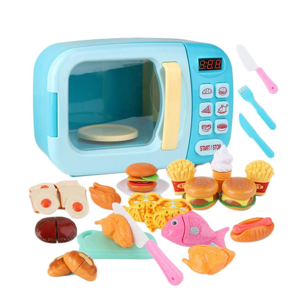 Microwave Toy ABS 23x12x15.2cm | Pretend Play Electric Oven Kids Cookware Pot | Interactive LED Sound Kitchen Playset for Imaginative Role Play Home School and Early Learning Use