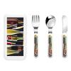 3-Piece Kids Silverware Set, Stainless Steel Reusable Children Safe Knife Spoon Fork Set With Storage Case Cocktail Glasses And Wine Bottles Children Flatware Set For Kids Lunch Box view 1