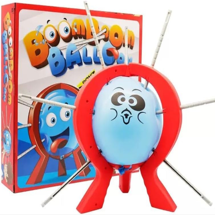 Balloon Party Game Set,Family Fun Tabletop Game with 9 Balloons 9 Balloons 9 Sticks, Dice, Stand, Red Frame,Suitable for Family Gatherings Holiday Party