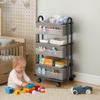 3-Tier Baby Diaper Caddy Organizer Cart, Mobile Nursery Storage Carts with Wheels, 3 Dividers & 6 Mesh Pockets Durable Metal Utility Cart for Nursery, Bedroom, Bathroom, Baby Essentials Organization view 2