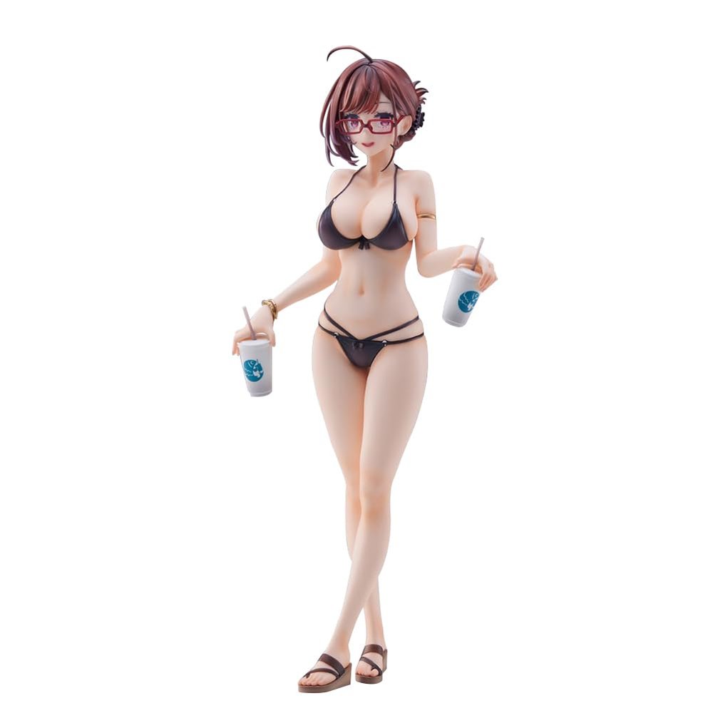 Anime Illustration Figure Myopia Sister Figure Original Character Statue Swimsuit Version Kinshi no Ane Figurine Collectibles 20cm/7.87 Inches