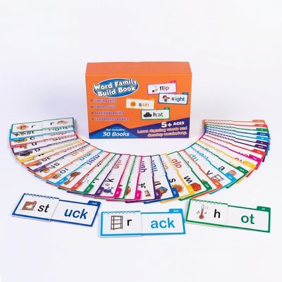 30read and Rhyme flip Book Word Family Build Book, Phonics Flip Books, Sight Words Flash Cards, Kindergarten Reading Books,Word Games for Preschool Learning Activities (Read and Rhyme)