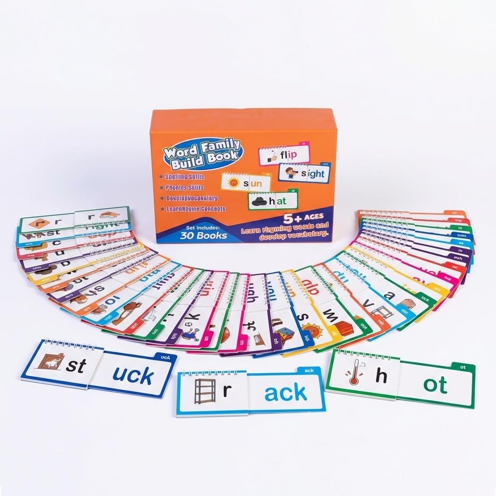 30read and Rhyme flip Book Word Family Build Book, Phonics Flip Books, Sight Words Flash Cards, Kindergarten Reading Books,Word Games for Preschool Learning Activities (Read and Rhyme)