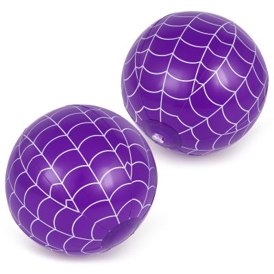 2 Pack Purple Spider Web Themed Beach Ball Balloons, 7.9 inches Beach Ball for Summer Swimming Pool, Spider Balloon Decorations for Birthday Summer Party Supplies