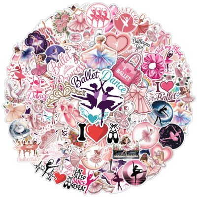 100PCS Ballet Stickers  Ballerina Dance Vinyl Waterproof Decals for Ballet Lovers, Laptop, Water Bottle, Scrapbook, Kids Party Favors