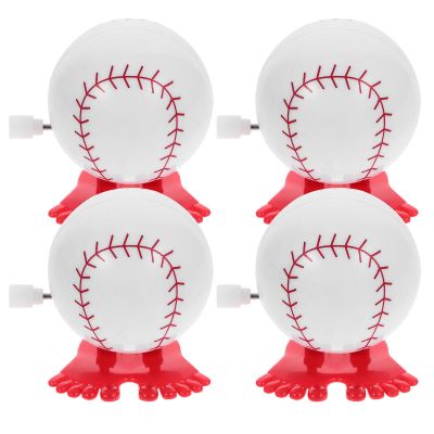 Abaodam 4Pcs Clockwork Wind Up Walking Sports Balls Novelty Plastic White Jumping Playthings for Festival Holiday