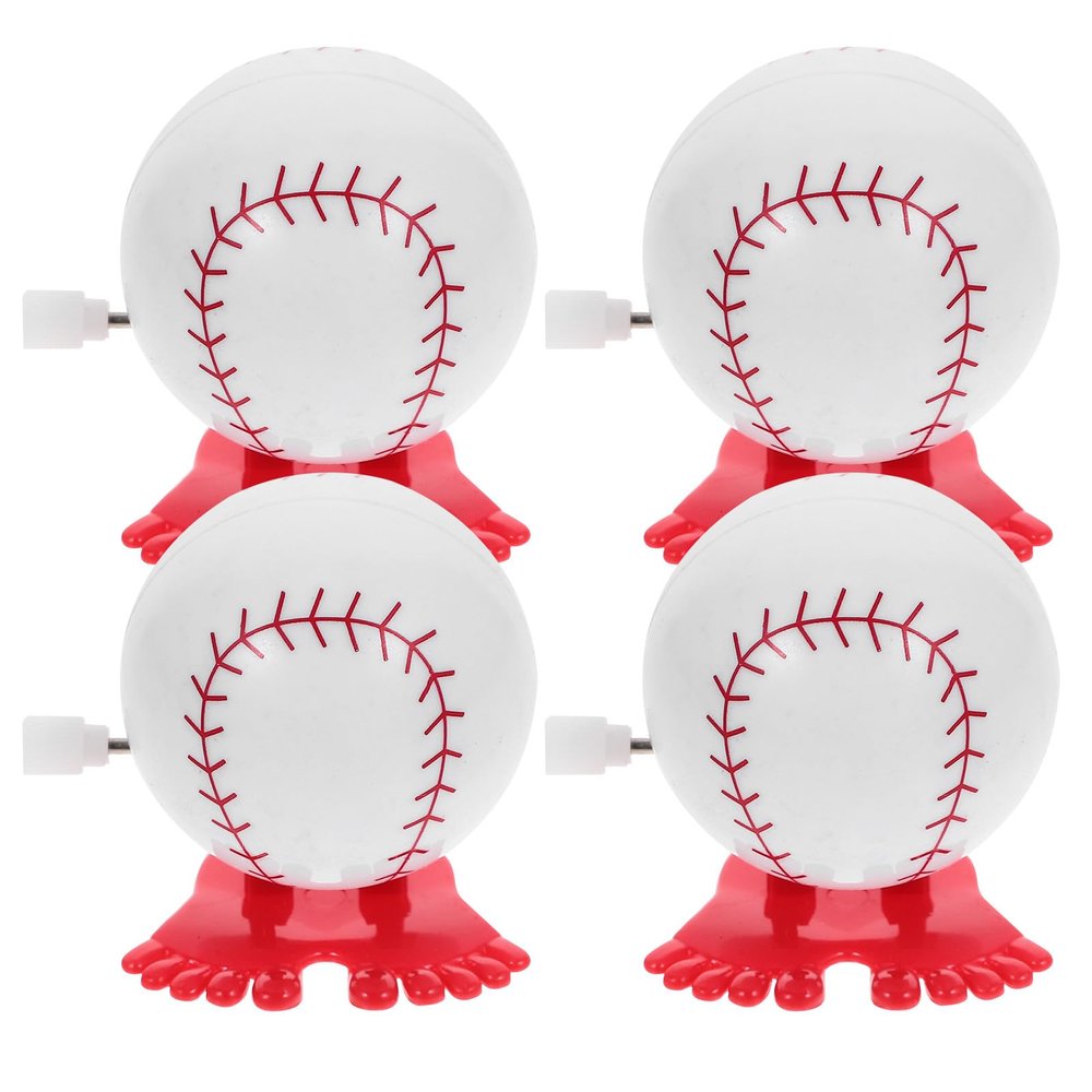 Abaodam 4Pcs Clockwork Wind Up Walking Sports Balls Novelty Plastic White Jumping Playthings for Festival Holiday