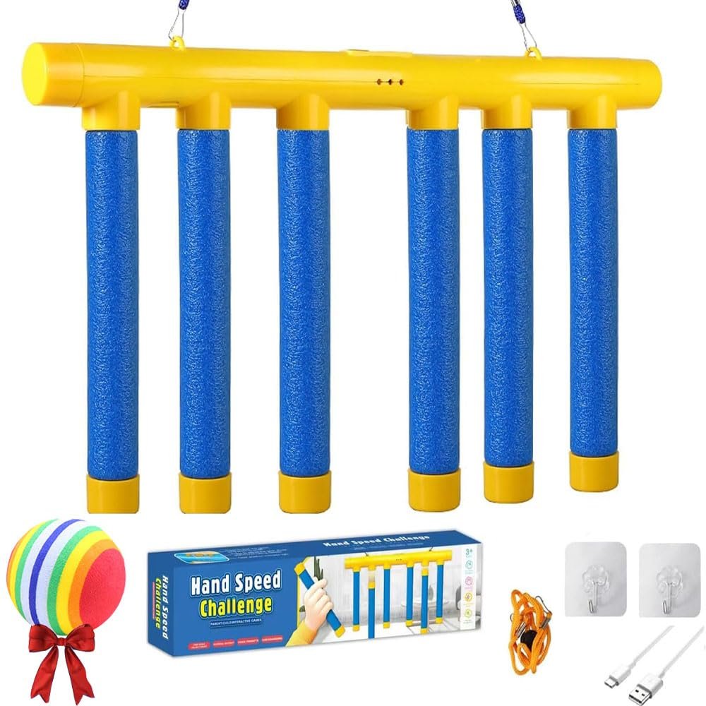 LZBEGGZ New Reflex Catch Game, 2026 Reflective Drop Stick Challenge Game, Hand Eye Coordination Reflex Training Toy with Remote, 3 Adjustable Speed Modes, Catching Sticks Games for All Ages (Blue)