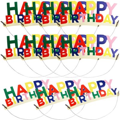 Alasum 20pcs Birthday Party Hats Headwear Lightweight Colorful Happy Birthday Hairband for Celebration Accessories