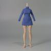1/12 Scale Female High-Neck Open-Front Ribbed Dress for 6-inches Action Figure Body Doll, 1/12 Stretchy Tight-Fitting Short Bodycon Open Chest Long Sleeves Dress (Blue) view 1