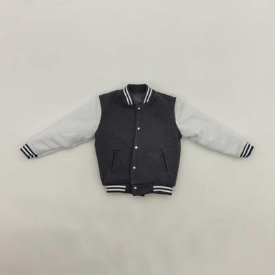 1/6 Scale Male Baseball Jacket Clothing for 12-inches Man Action Figure Body Doll, 1/6 Scale Casual Patchwork Jacket Coat Bomber Jacket Lightweight Windbreaker (Grey)