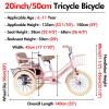 Pedal Tandem Bike/ 3 Wheel Bicycle for Kids Ages 2-11, Heavy Duty Three Wheel Cruiser Bike Carrying Passengers, Child Tricycle for Exercise/Sport/Outing/Cycling(Pink,20") view 2