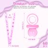 60 Pcs Baby Shower Pacifiers Necklace, Cute Acrylic Pacifier Necklaces for Chupones para Baby Shower Games Charm, Party Favors, Decorations DIY, Gender Reveal Table Scatter(Pink) view 3