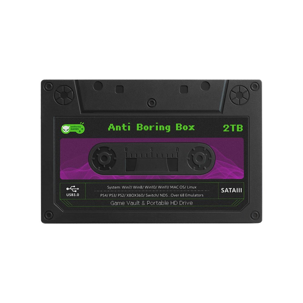 Anti Boring Box Game Vault Hard Disk Drive  57,000 (1TB) / 70,000 (2TB) Pre-Installed Retro Games, USB 3.0 Plug & Play Batocera Emulator Gaming Hard Drive for PC & Portable Retro Game Console (2TB)