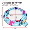 MEKA Tuff Tray Large 38"x38" White + Waterproof Sensory Mat 67" Blue, Activity Tray with playmat for Kids Creative, Messy, Everyday Fun, Children and Toddlers Stuff, Outdoor and Indoor view 2