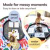 MEKA Tuff Tray Large 38"x38" Black + Waterproof Sensory Mat 67" White, Activity Tray with playmat for Kids Creative, Messy, Everyday Fun, Children and Toddlers Stuff, Outdoor and Indoor view 3