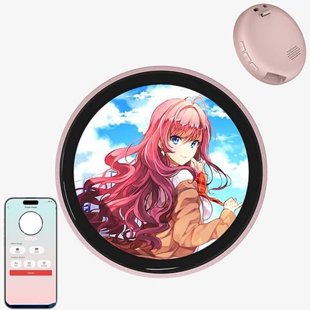 Personalized Anime Photo Pin: 1.8" IPS Touchscreen Digital Badge for Custom Videos & GIFs - Unique Christmas Gift for Fans, Backpacks, Jackets
