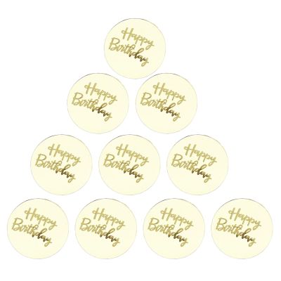 10 Pcs Acrylic Cake Toppers Round Birthday Engraved Toppers Party Cake Decoration Cupcake Dessert Accessories Cupcake Decorations For Party
