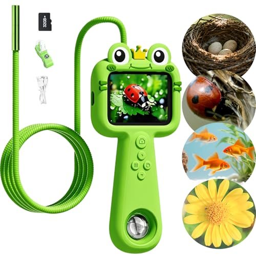 Borescope Camera with Light for Kids - STEM Science Educational Toy for 4-10 12Years Old, Educational Boys Girls Birthday Gift, Snake Scope Camera for Outdoor Camping Nature Exploration (Green)