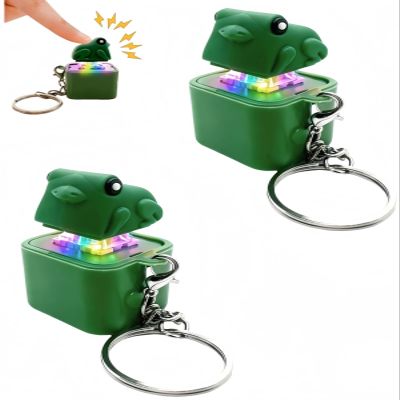 Frog Sound Button Accessory with LED Lights, Croaking Noise Maker, Portable Click Button for Office & Daily Use(Green Frog - 2pc)