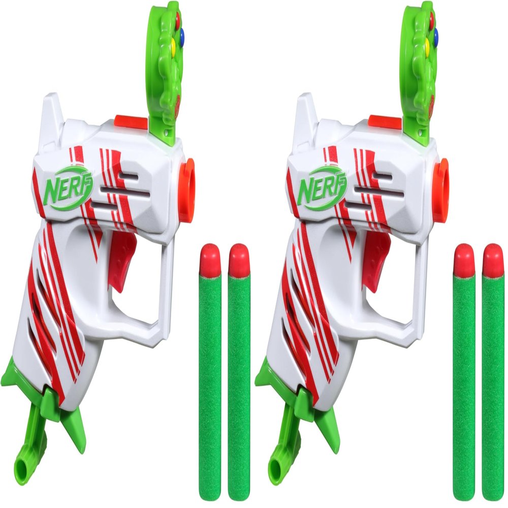 Nerf Elite 2.0 Jolly Dash Blaster, 2 Elite Darts, Pull to Prime, Winter Toy Foam Blaster for 8 Year Old Boys & Girls (Pack of 2)