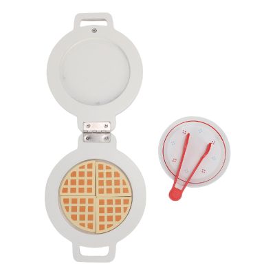 Diydeg Wooden Waffle Maker, Kids Kitchen Toy with Lifelike Design for Educational Play, Parent Child Interaction, Toddler Play Food Set for Boys and Girls 3+