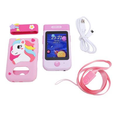 Oreilet Kids Smart Phone Toy, 2.8 Inch Touch Screen 1080P with 180 Flip Camera, Music Video Player Educational Games for Toddlers Children (Light Pink)