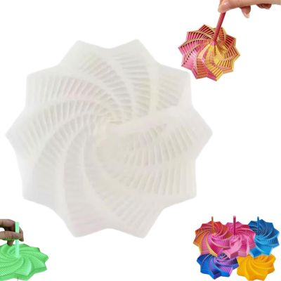 3D Printed Expanded Sensory Fidget Star - 3D Expanded Sensory Fidget Star with Handle, Colorful Whirling Spiral Design, for Relieving Stress, Irritability and Relaxation (Luminous, M-19rings)