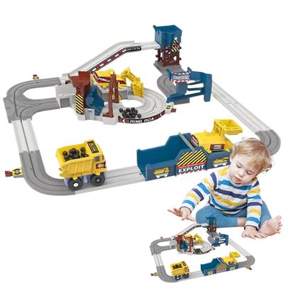 Race Track, Quarry Theme Adventure, Playset with Flexible Construction, Toy with Educational Learning, Race Track, STEM Building Playset for Kids Educational Learning Development Fun
