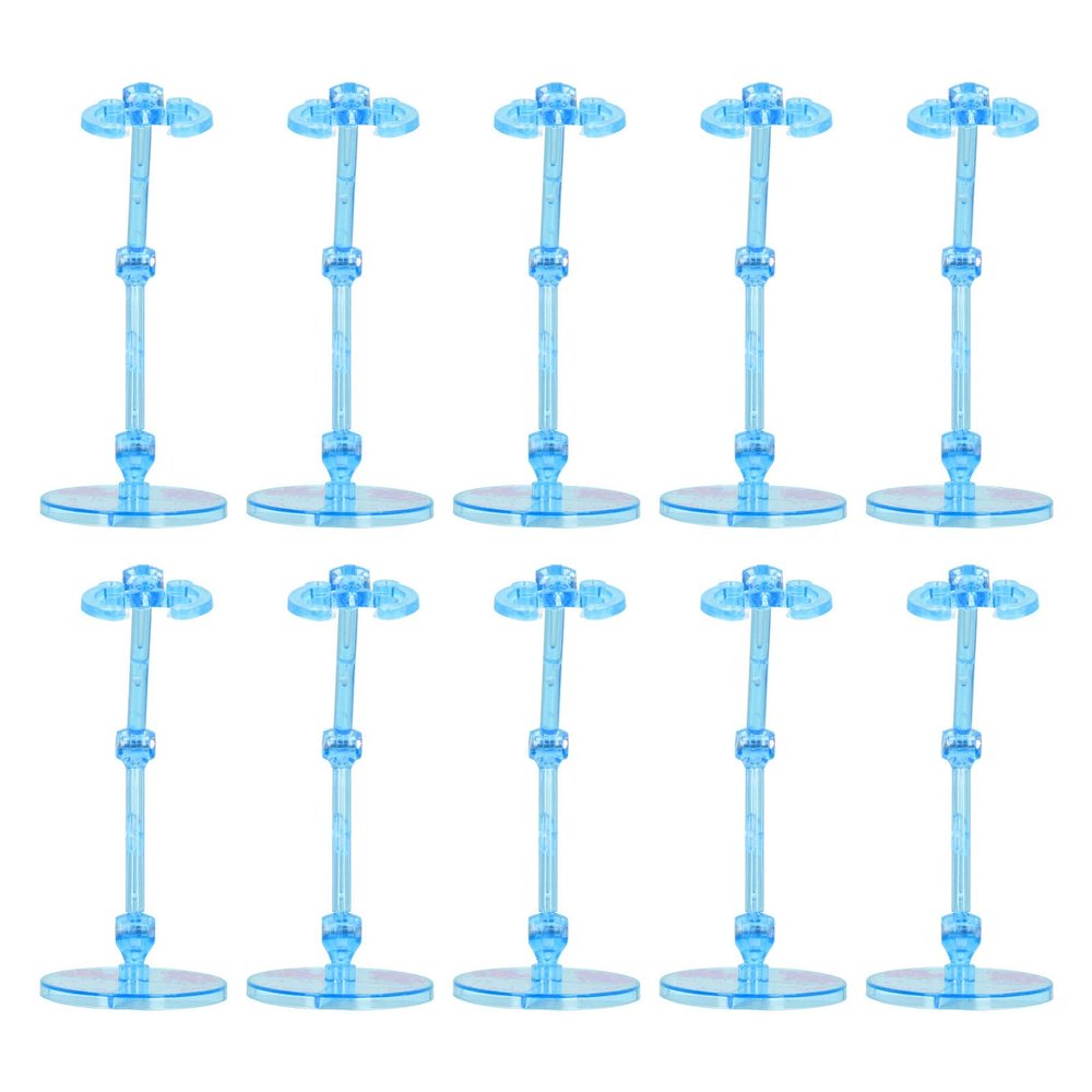 10PCS Action Figure Stand, Plastic Translucent Doll Model Support Base, Display Holder for 6 Inch Dolls with 30 Accessories, 40 Screws and Nuts, Compatible with SD, BB Figures and (Transparent Blue)