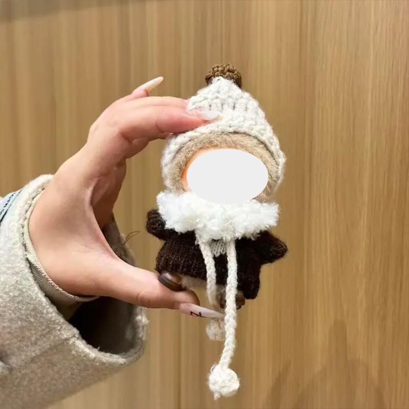 10cm Doll White Hat with Brown Sweater Set