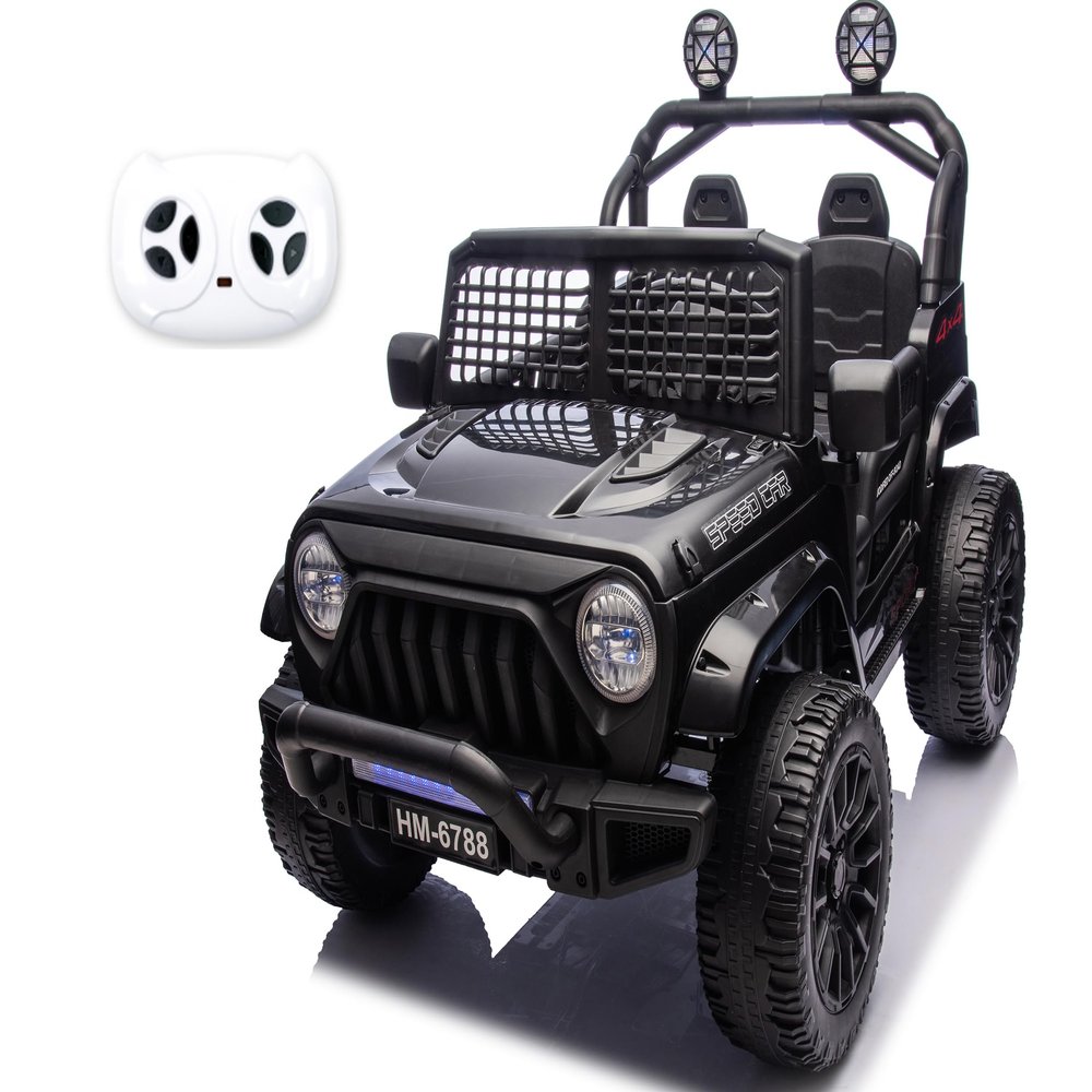 24V Ride On Car, Electric Car for Kids, Ride on Toys, Kids Cars with 3 Speeds Adjustable, Bluetooth, Parent Remote Control, Spring Suspension, AUX Port-Black