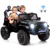 24V Ride On Car, Electric Car for Kids, Ride on Toys, Kids Cars with 3 Speeds Adjustable, Bluetooth, Parent Remote Control, Spring Suspension, AUX Port-Black view 2