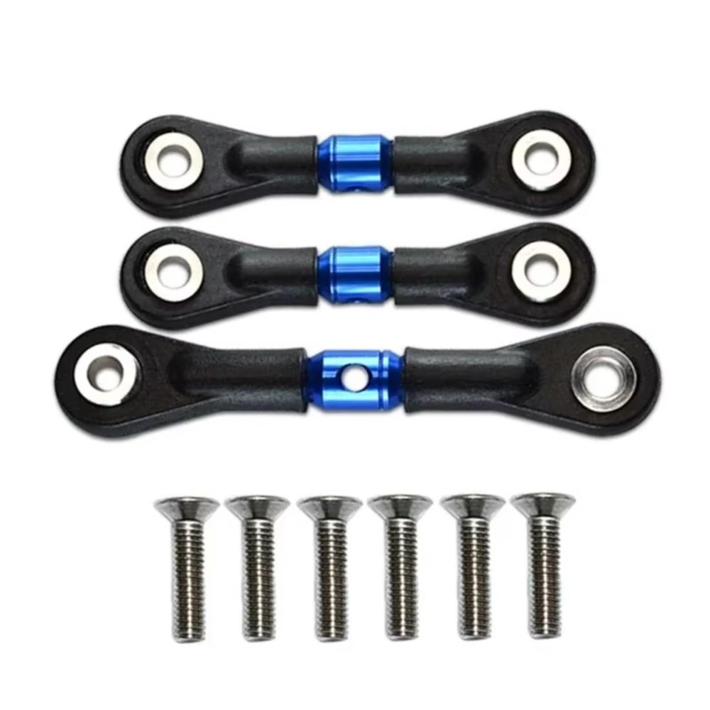 Rc Toys Parts For Tamiya For TT-02-02T 02 02T 1/10 3Pcs Steering Link Rod Servo RC Car Upgrade Parts Accessories(Blue)
