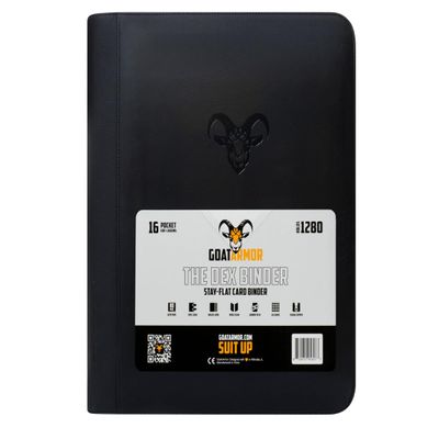 16-Pocket "DEX" Trading Card Binder, 1280 Card Capacity, "Stay-Flat" Design, Water-Resistant by Goat Armor