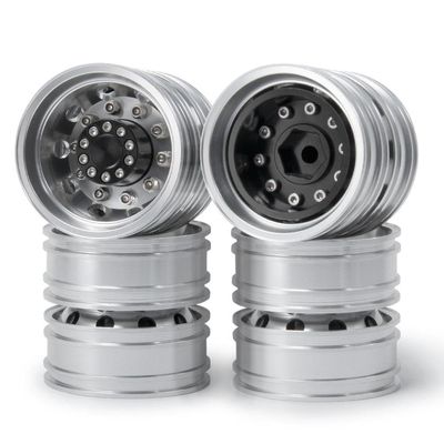 10 Spoke Aluminum Rear Wheel Rim Hub Compatible with 1/14 Scale RC Trailer Car Tires Upgrade Parts(4PCS)