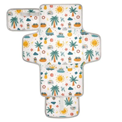 Cartoon Summer Tree Cute Reusable Changing pad Covers with Tissue Pocket Diaper Changing pad Portable Lightweight & Foldable Changing Station