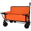 Heavy-Duty Folding Wagon with All-Terrain Wheels and Removable Seat - 500 lb Capacity for Camping, Beach, and Outdoor Use (Orange + Steel-1) view 2