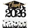 Class of 2026 Cake Topper, Congrats Grad/You Did It, High School/College/Bachelor/Master Graduation Party Decorations Supplies, Black and Gold Glitter view 1