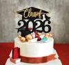 Class of 2026 Cake Topper, Congrats Grad/You Did It, High School/College/Bachelor/Master Graduation Party Decorations Supplies, Black and Gold Glitter view 3