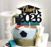 Class of 2026 Cake Topper, Congrats Grad/You Did It, High School/College/Bachelor/Master Graduation Party Decorations Supplies, Black and Gold Glitter view 4