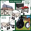 Heavy Duty Foldable Wagon Cart with 3-Piece Plastic Liner Set for Beach, Camping, Gardening and Grocery Hauling - Blue (Cream + Steel) view 3