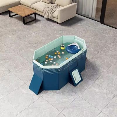 1.6m PVC Folding Pool (Non-Inflatable) - Blue - Large Capacity Summer Pool for Outdoor Patio, Beach, Garden - Cozy Water Fun