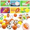 30 Pack Valentines Day Sport PU Balls with Gift Card , Mini Sports Ball Sqishy Toy Foam Squeeze Stress Relief Exchange Cards Gift Prizes Classroom Game Valentines Party Favors for Kids Girls Boys view 1